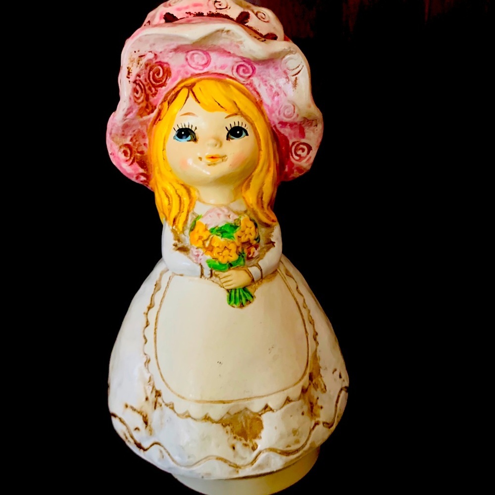 Vintage Porcelain Rotating girl Music Box